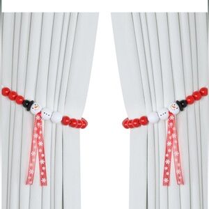Snowman Curtain Tiebacks with wooden Beads
